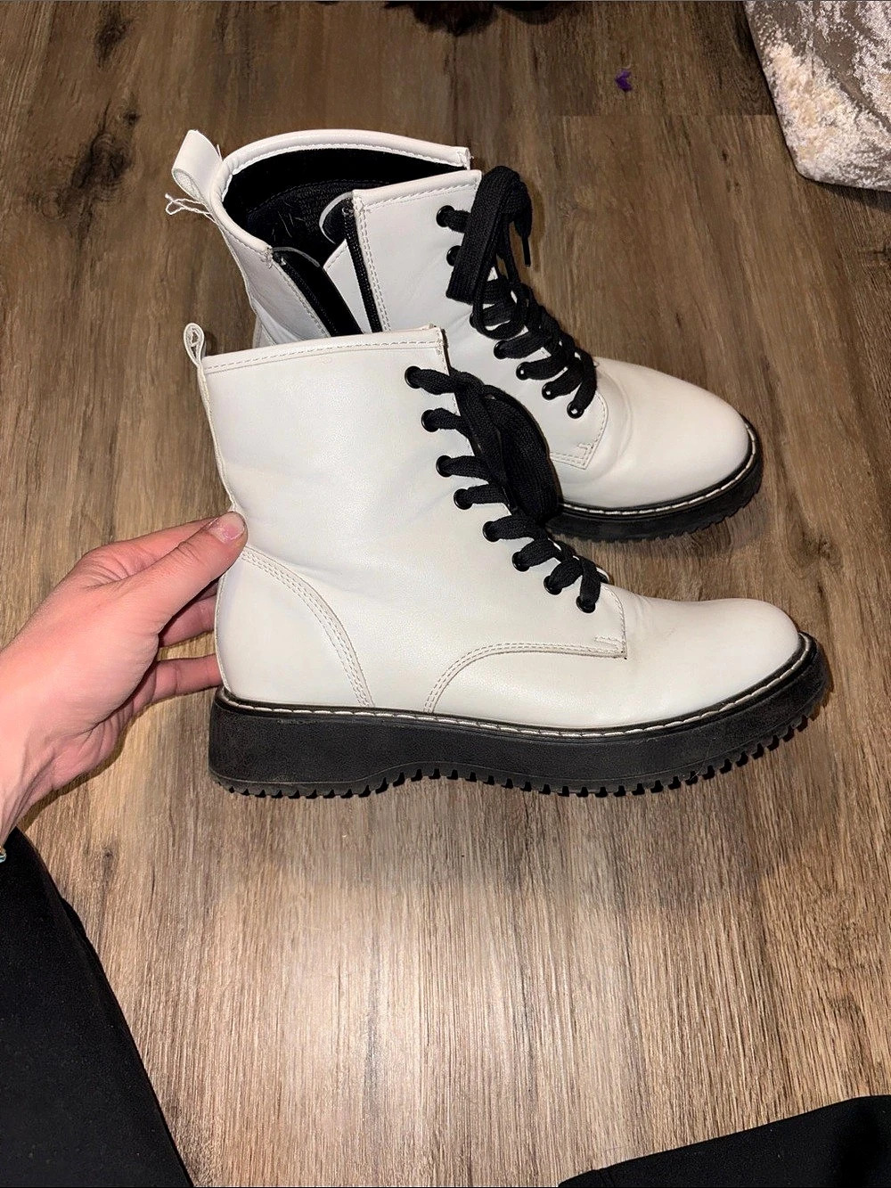 Madden Girl Kimmie Combat Boot White & Black